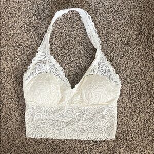 Aerie Lace Halter Bralette - Cream